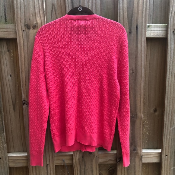 Talbots Cardigan 100% Pima Cotton Sweater Pink Cable Knit Button Front Womens XL - Picture 8 of 15